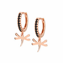 Load image into Gallery viewer, CHIC &amp; CHARM BLACK CZ EARRINGS 148604/045 WITH ROSE GOLD DRAGONFLY PENDANT
