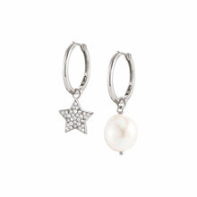 Load image into Gallery viewer, WHITE DREAM WHITE BAROQUE PEARL EARRINGS 148704/023 WITH CZ STAR
