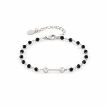 Load image into Gallery viewer, SEIMIA BLACK AGATE BRACELET 148801/051 WITH SILVER FINISH
