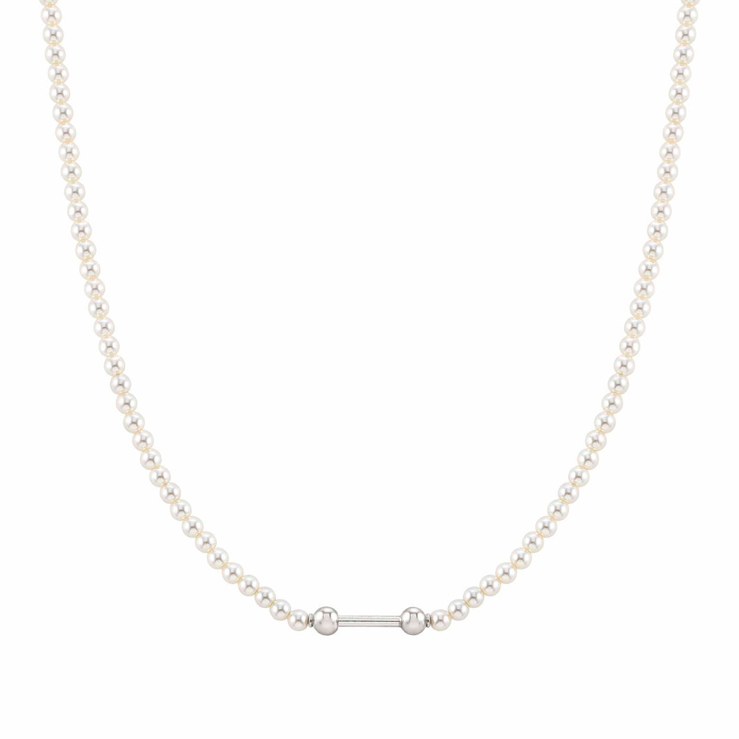 SEIMIA CRYSTAL PEARL NECKLACE 148802/028 WITH SILVER FINISH