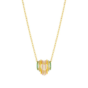LOVELIGHT NECKLACE 149706/024 GOLD HEART WITH RAINBOW CZ