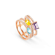 Load image into Gallery viewer, COLOUR WAVE RING 149800/026 ROSE GOLD RAINBOW CZ
