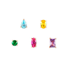Load image into Gallery viewer, COLOUR WAVE EARRING SET 149804/026 ROSE GOLD RAINBOW CZ
