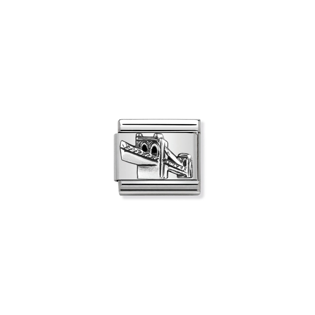 COMPOSABLE CLASSIC LINK 330105/01 SKYLINE BROOKLYN BRIDGE RELIEF IN 925 SILVER