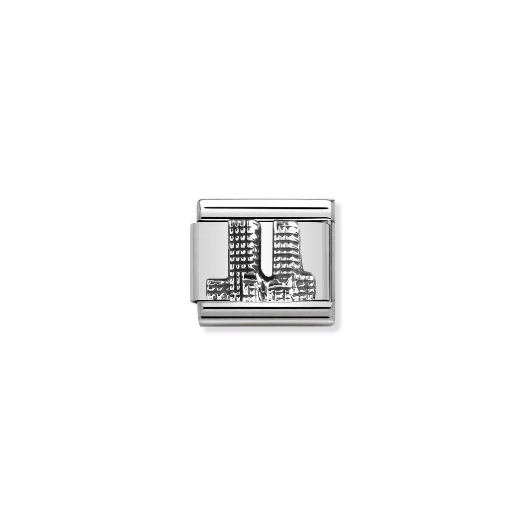 COMPOSABLE CLASSIC LINK 330105/03 TWIN TOWERS RELIEF IN 925 SILVER