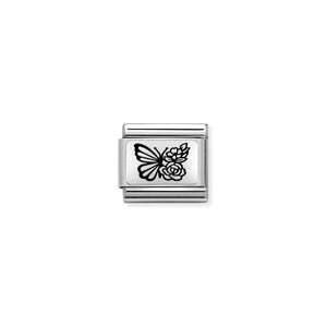 COMPOSABLE CLASSIC LINK 330111/22 BUTTERFLY WITH FLOWERS IN 925 SILVER