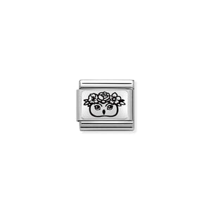 COMPOSABLE CLASSIC LINK 330111/30 OWL WITH FLOWERS IN 925 SILVER
