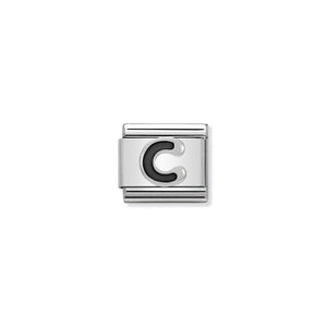 COMPOSABLE CLASSIC LINK 330201/03 BLACK LETTER C IN 925 SILVER