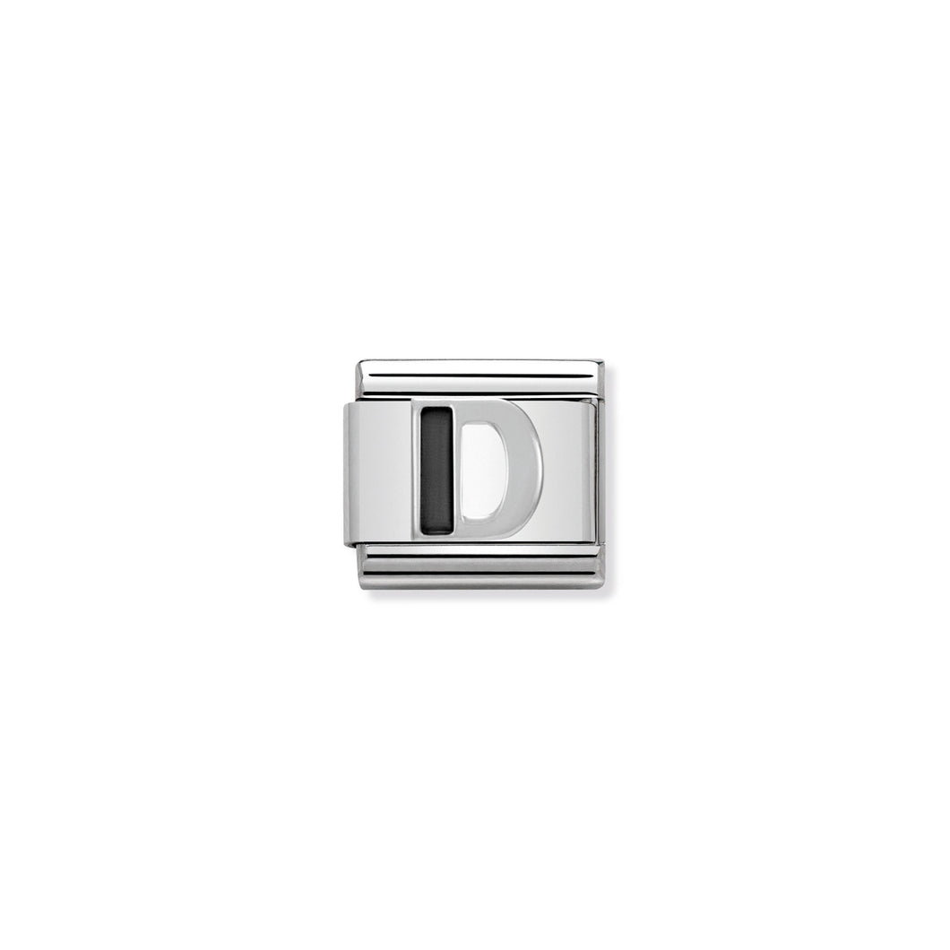COMPOSABLE CLASSIC LINK 330201/04 BLACK LETTER D IN 925 SILVER