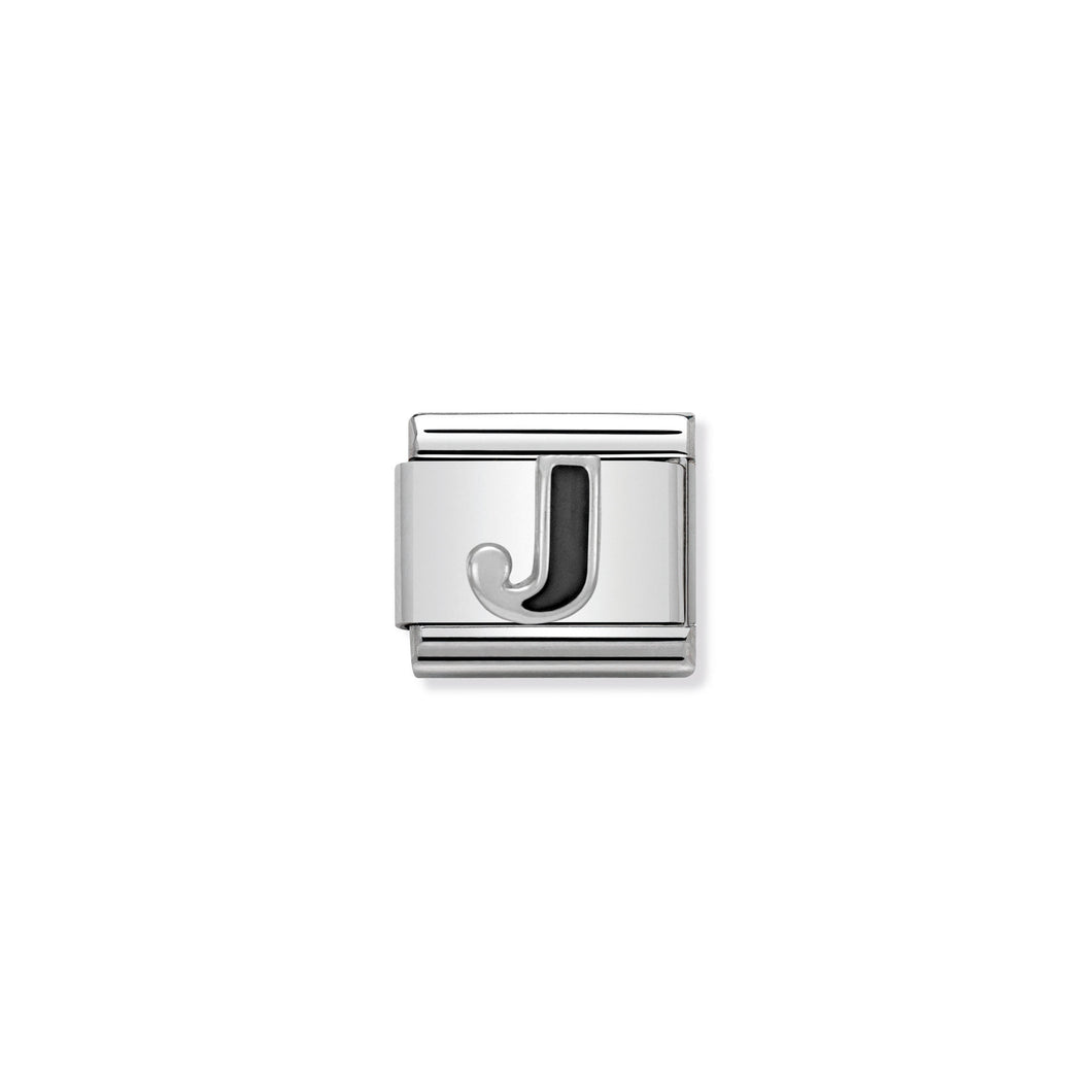 COMPOSABLE CLASSIC LINK 330201/10 BLACK LETTER J IN 925 SILVER