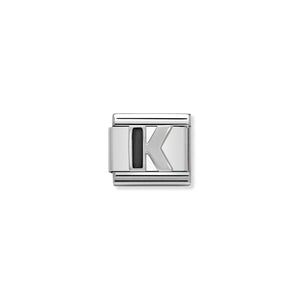 COMPOSABLE CLASSIC LINK 330201/11 BLACK LETTER K IN 925 SILVER