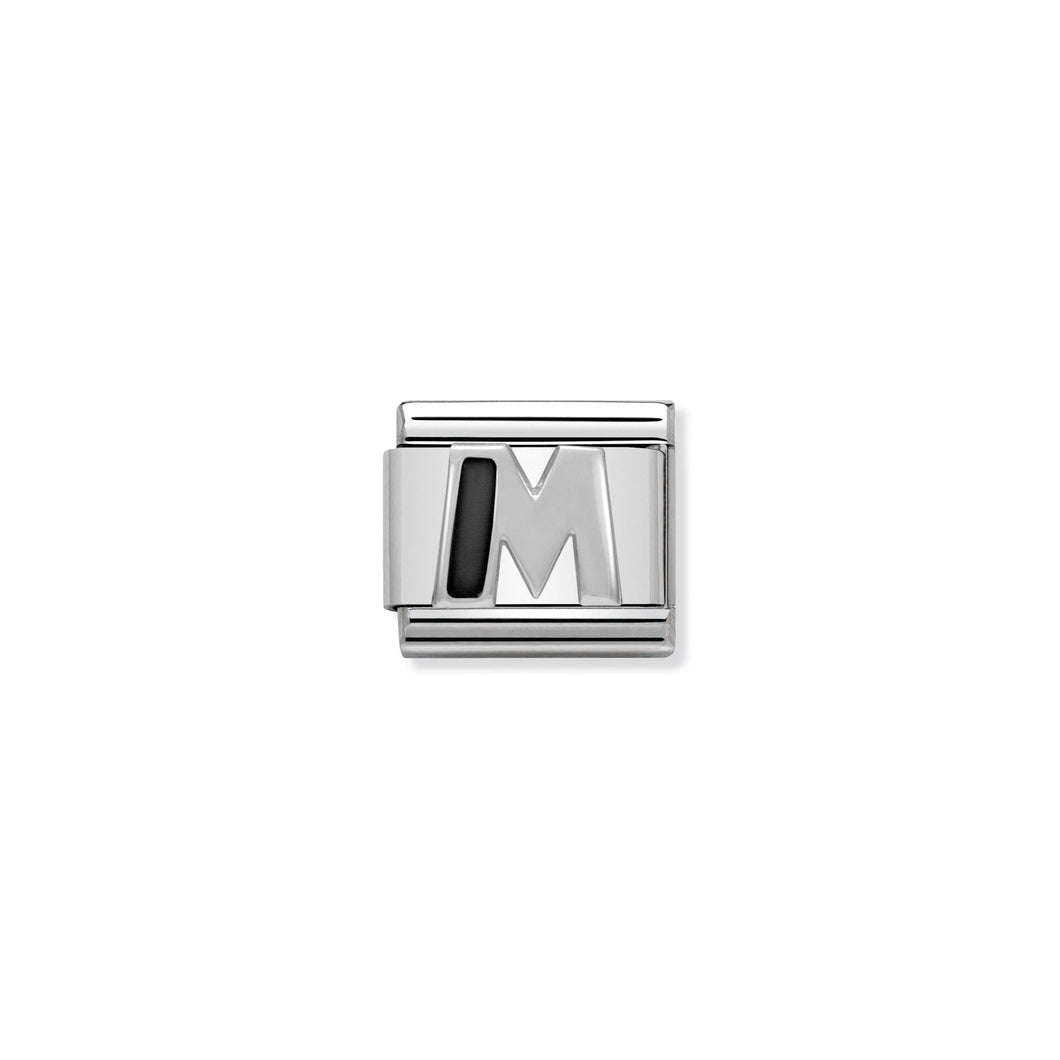 COMPOSABLE CLASSIC LINK 330201/13 BLACK LETTER M IN 925 SILVER
