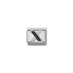 COMPOSABLE CLASSIC LINK 330201/24 BLACK LETTER X IN 925 SILVER