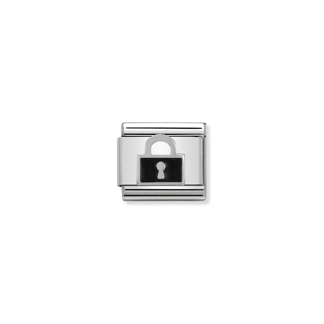 COMPOSABLE CLASSIC LINK 330202/06 BLACK LOCK IN ENAMEL & 925 SILVER