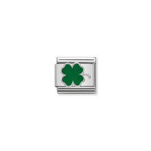 Load image into Gallery viewer, COMPOSABLE CLASSIC LINK 330202/12 GREEN CLOVER IN ENAMEL &amp; 925 SILVER
