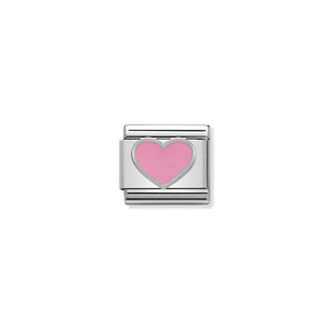 COMPOSABLE CLASSIC LINK 330202/18 PINK HEART IN ENAMEL & 925 SILVER