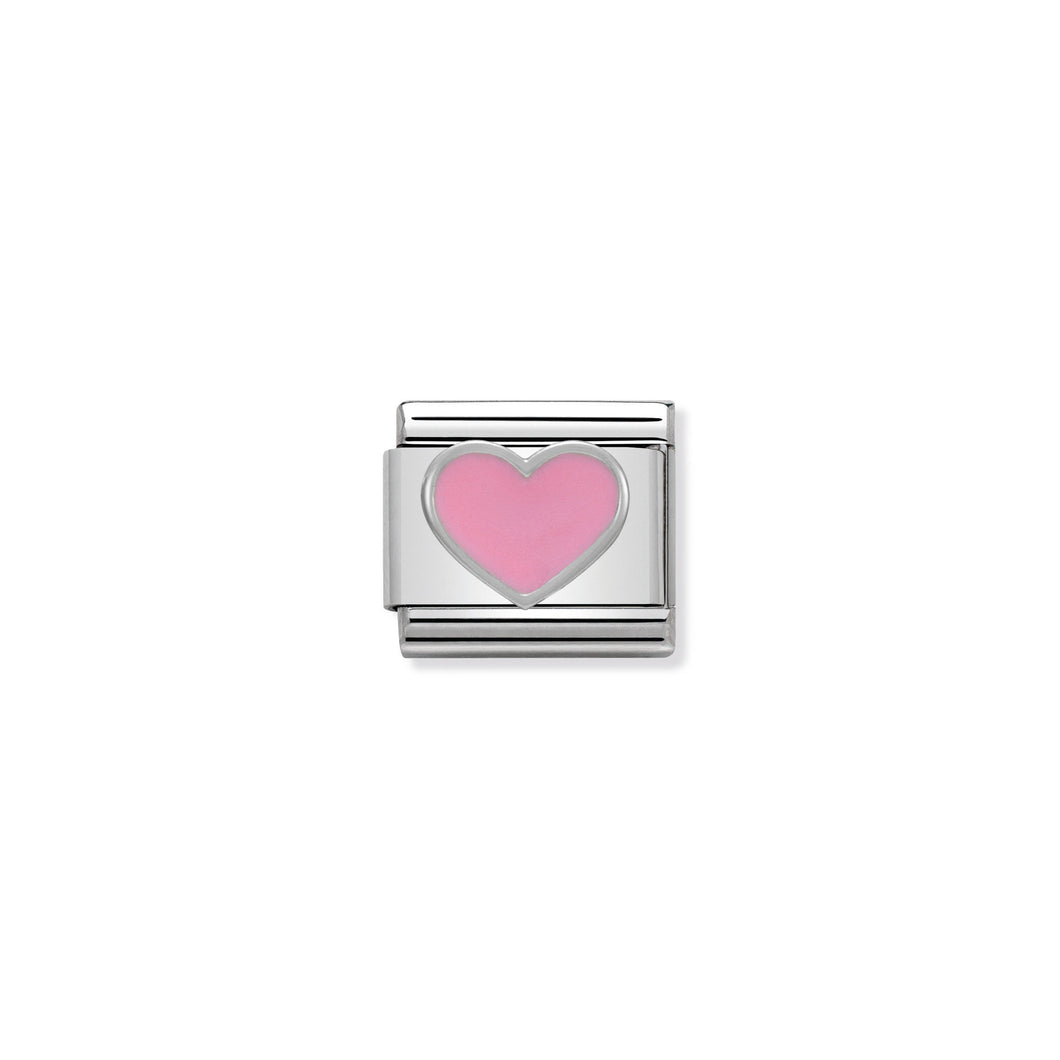 COMPOSABLE CLASSIC LINK 330202/18 PINK HEART IN ENAMEL & 925 SILVER