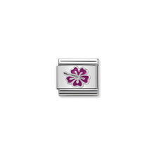 Load image into Gallery viewer, COMPOSABLE CLASSIC LINK 330202/23 FUCHSIA HIBISCUS IN ENAMEL &amp; 925 SILVER

