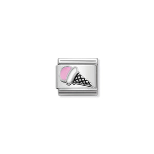 COMPOSABLE CLASSIC LINK 330202/44 PINK ICE CREAM IN ENAMEL & 925 SILVER