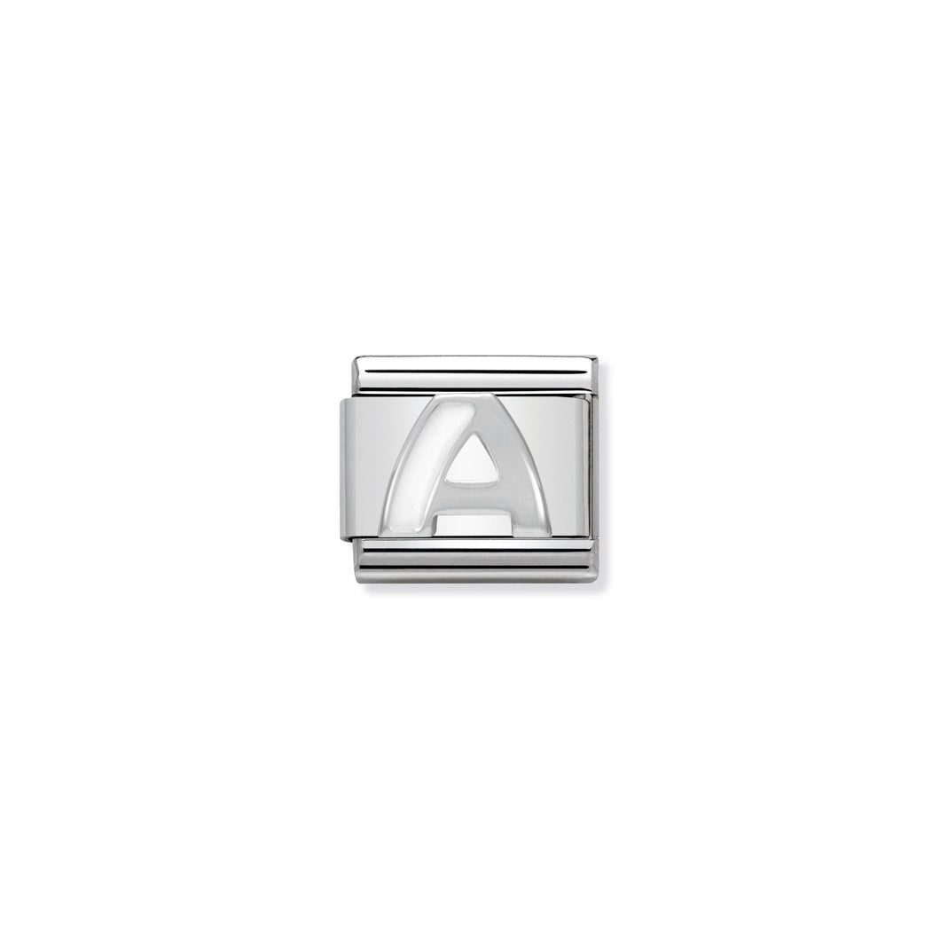 COMPOSABLE CLASSIC LINK 330205/01 WHITE LETTER A IN ENAMEL & 925 SILVER