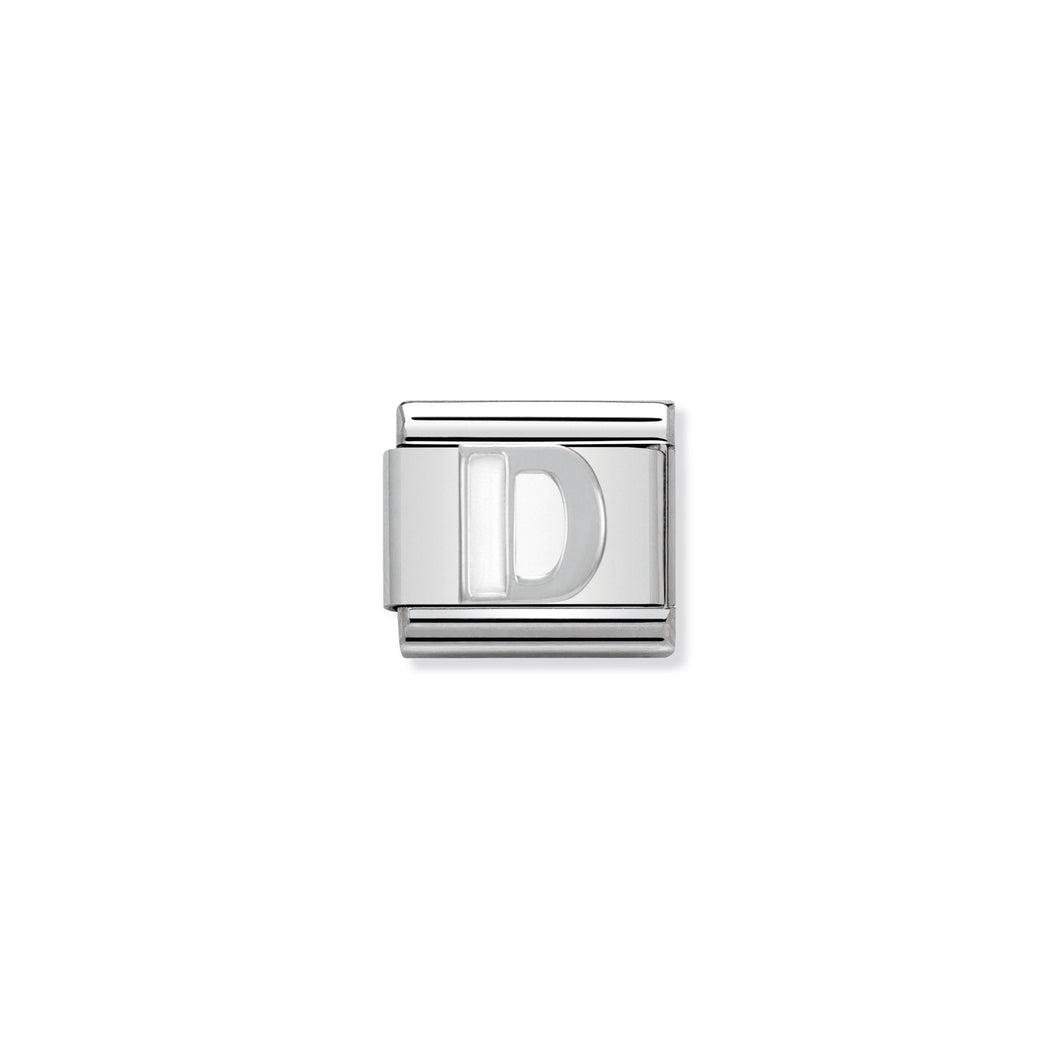 COMPOSABLE CLASSIC LINK 330205/04 WHITE LETTER D IN ENAMEL & 925 SILVER