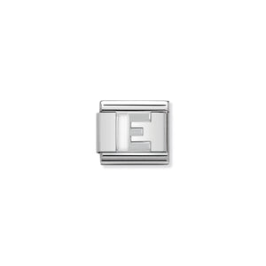 COMPOSABLE CLASSIC LINK 330205/05 WHITE LETTER E IN ENAMEL & 925 SILVER