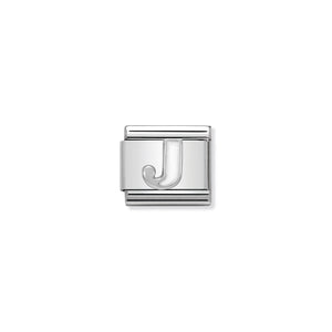 COMPOSABLE CLASSIC LINK 330205/10 WHITE LETTER J IN ENAMEL & 925 SILVER