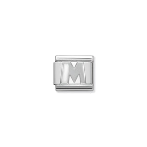 COMPOSABLE CLASSIC LINK 330205/13 WHITE LETTER M IN ENAMEL & 925 SILVER