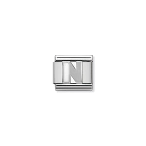 COMPOSABLE CLASSIC LINK 330205/14 WHITE LETTER N IN ENAMEL & 925 SILVER