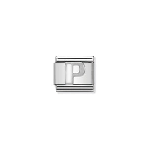 COMPOSABLE CLASSIC LINK 330205/16 WHITE LETTER P IN ENAMEL & 925 SILVER