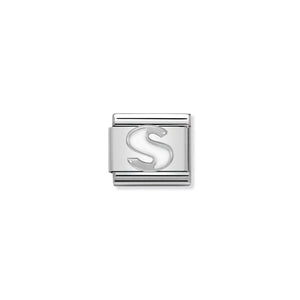 COMPOSABLE CLASSIC LINK 330205/19 WHITE LETTER S IN ENAMEL & 925 SILVER