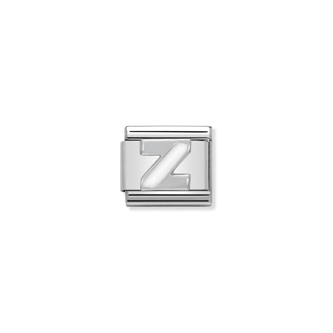 COMPOSABLE CLASSIC LINK 330205/26 WHITE LETTER Z IN ENAMEL & 925 SILVER