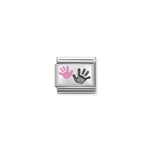 Load image into Gallery viewer, COMPOSABLE CLASSIC LINK 330208/42 HANDS PARENT-CHILD PINK IN 925 SILVER
