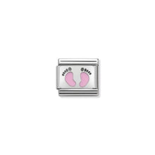 Load image into Gallery viewer, COMPOSABLE CLASSIC LINK 330208/14 PINK FOOTPRINTS IN ENAMEL &amp; 925 SILVER
