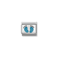 Load image into Gallery viewer, COMPOSABLE CLASSIC LINK 330208/15 LIGHT BLUE FOOTPRINTS IN ENAMEL &amp; 925 SILVER
