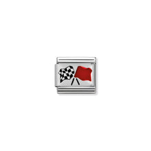 Load image into Gallery viewer, COMPOSABLE CLASSIC LINK 330208/16 CHEQUERED FLAG IN ENAMEL &amp; 925 SILVER
