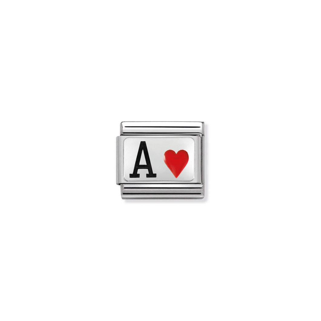 COMPOSABLE CLASSIC LINK 330208/24 ACE OF HEARTS IN ENAMEL & 925 SILVER