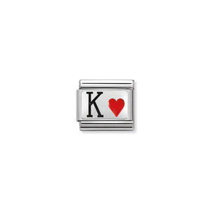 COMPOSABLE CLASSIC LINK 330208/28 KING OF HEARTS IN ENAMEL & 925 SILVER