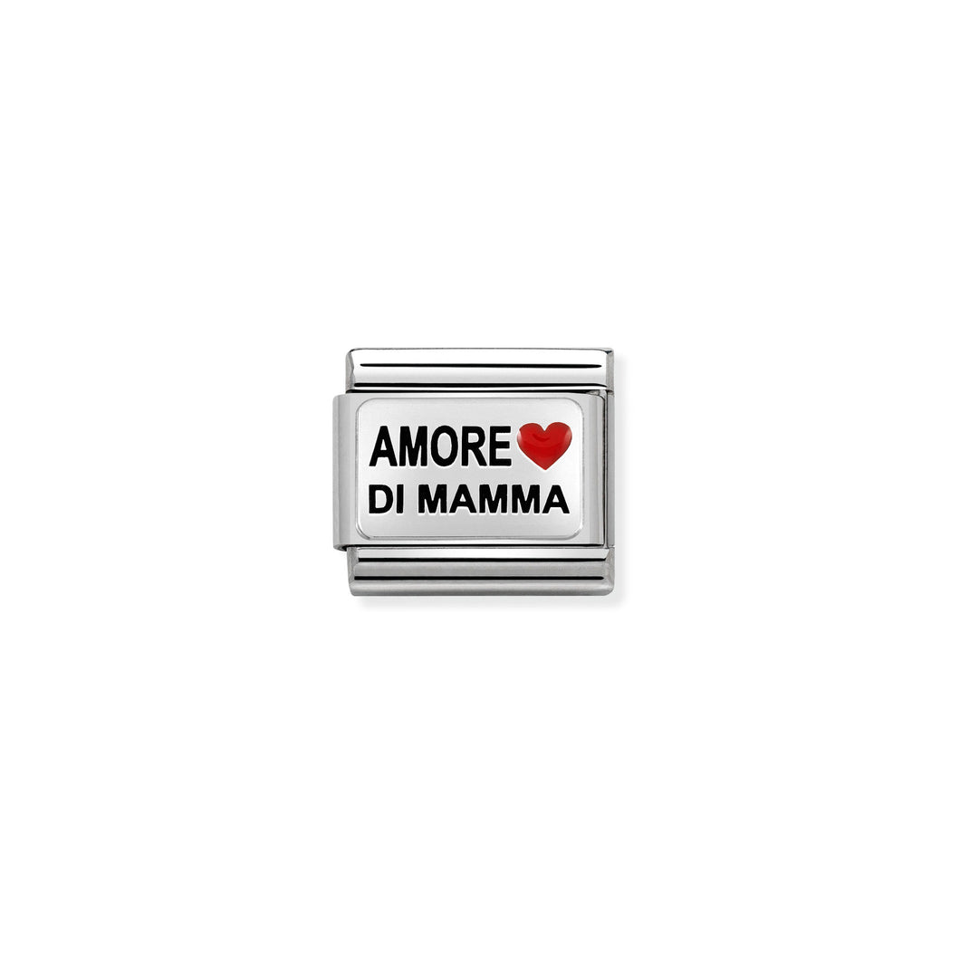 COMPOSABLE CLASSIC LINK 330208/35 AMORE DI MAMMA WITH HEART IN ENAMEL & 925 SILVER