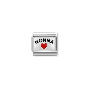COMPOSABLE CLASSIC LINK 330208/36 NONNA WITH HEART IN ENAMEL & 925 SILVER