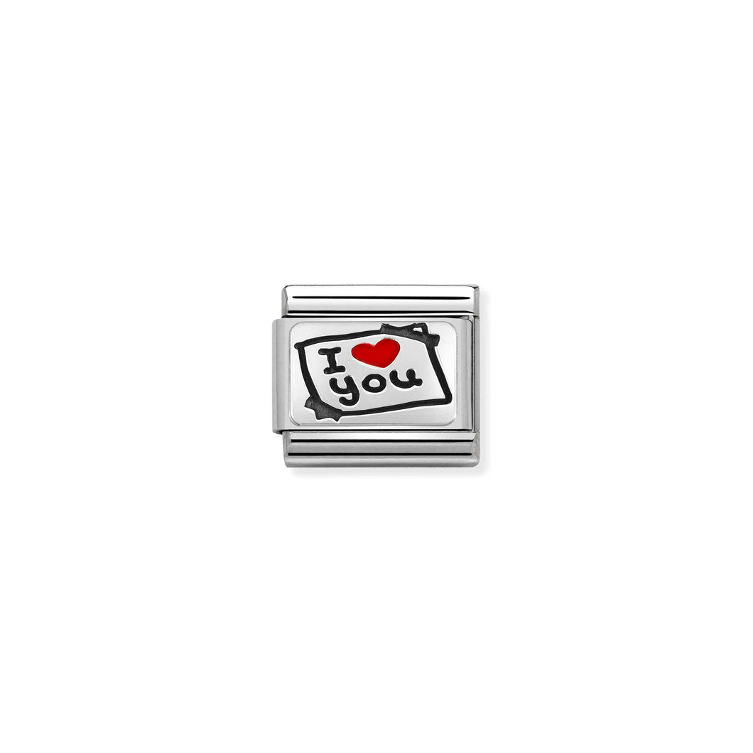 COMPOSABLE CLASSIC LINK 330208/50 I HEART YOU CARD IN SILVER