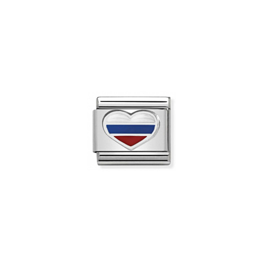 COMPOSABLE CLASSIC LINK 330209/32 HEART WITH RUSSIAN FLAG IN ENAMEL & 925 SILVER