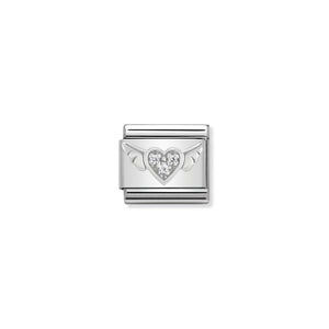 COMPOSABLE CLASSIC LINK 330304/12 FLYING HEART WITH CZ IN 925 SILVER