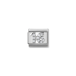 COMPOSABLE CLASSIC LINK 330304/17 NUMBER 16 WITH CZ IN 925 SILVER