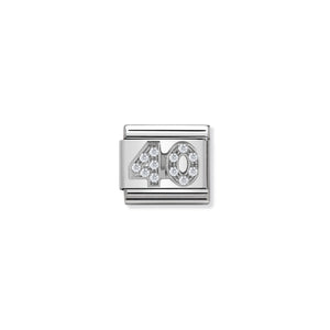 COMPOSABLE CLASSIC LINK 330304/22 NUMBER 40 WITH CZ IN 925 SILVER