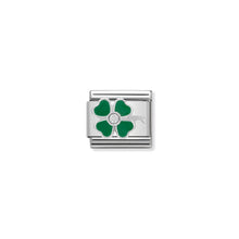 Load image into Gallery viewer, COMPOSABLE CLASSIC LINK 330305/13 GREEN CLOVER WITH CZ &amp; ENAMEL IN 925 SILVER
