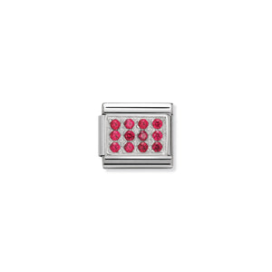 COMPOSABLE CLASSIC LINK 330307/02 PAVÉ WITH RED CZ IN 925 SILVER