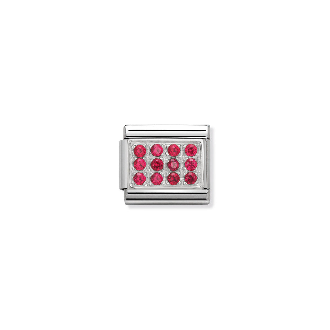 COMPOSABLE CLASSIC LINK 330307/02 PAVÉ WITH RED CZ IN 925 SILVER