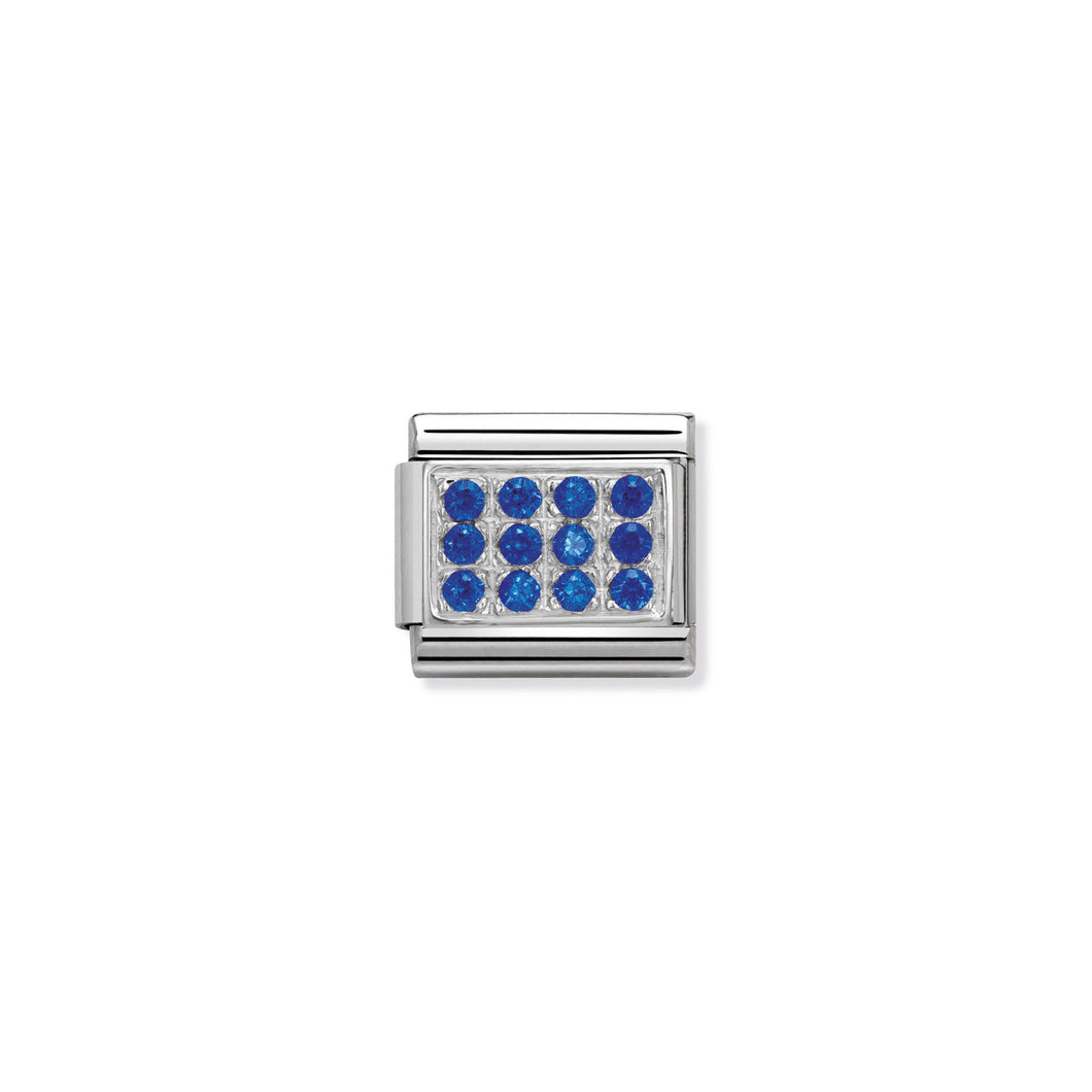 COMPOSABLE CLASSIC LINK 330307/04 PAVÉ WITH BLUE CZ IN 925 SILVER