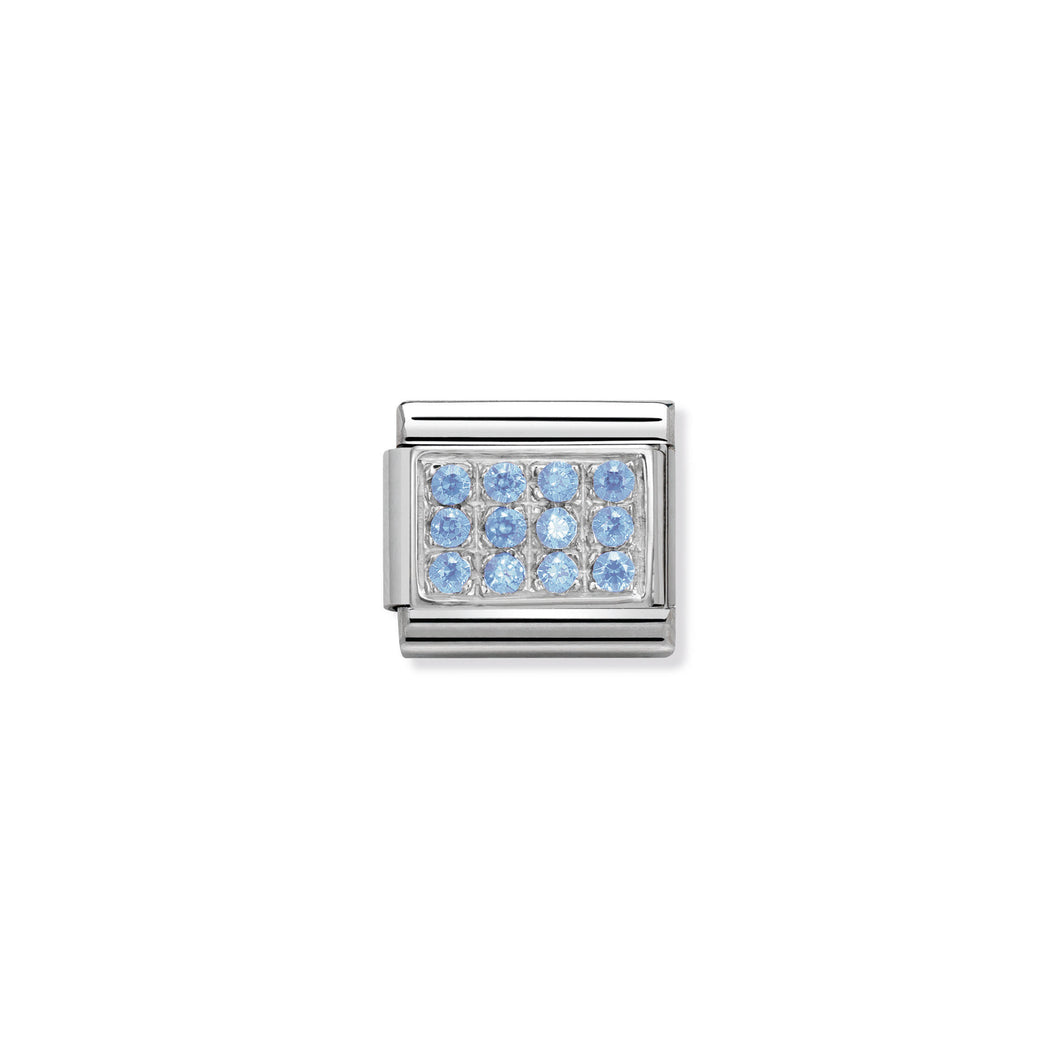 COMPOSABLE CLASSIC LINK 330307/05 PAVÉ WITH LIGHT BLUE CZ IN 925 SILVER